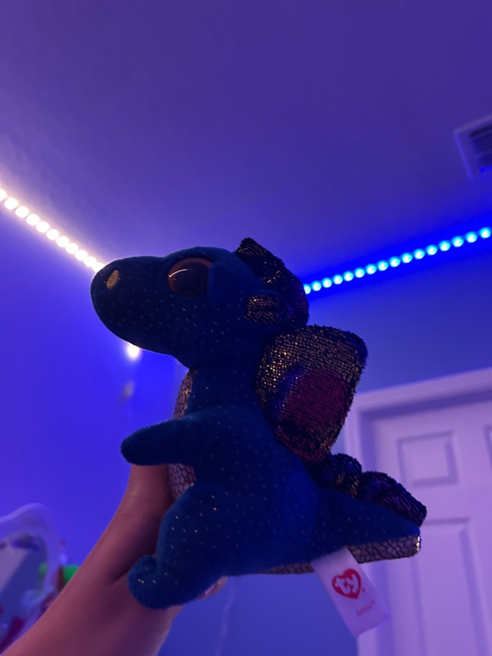 Ty Blue Plush Dragon with Shimmering Wings